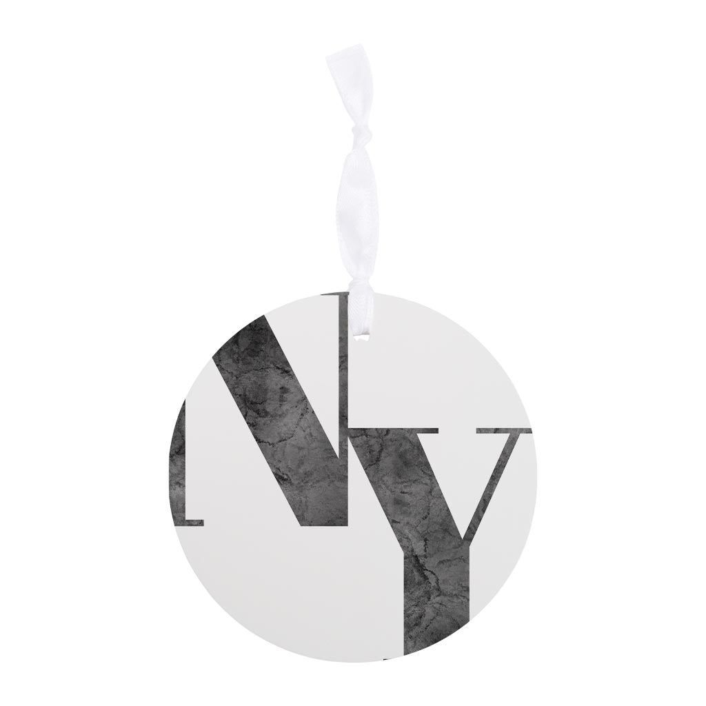 Minimalistic B&W New York White Initials | Wood Ornament | Eaches | Min 6