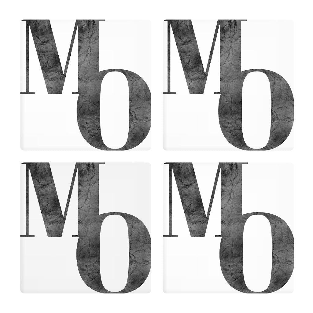 Minimalist B&W Missouri White Initials | Absorbent Coasters | Set of 4 | Min 2