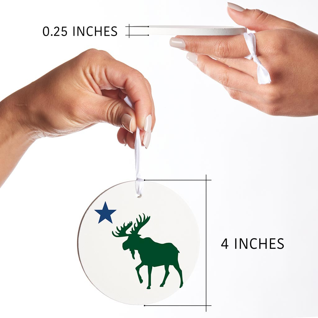 New England Star And Moose | Wood Ornament | Eaches | Min 6