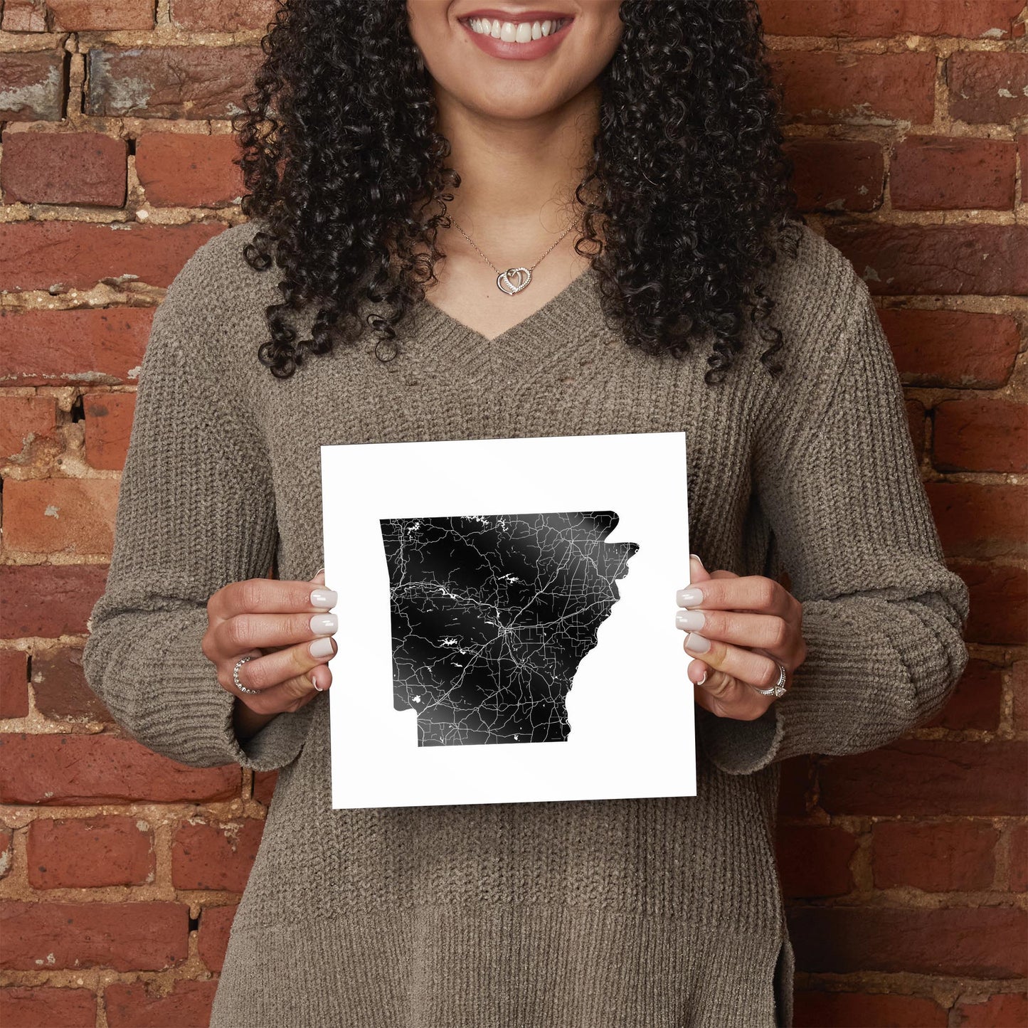 B&W Minimalist Arkansas Map | Hi-Def Glass Art | Eaches | Min 2