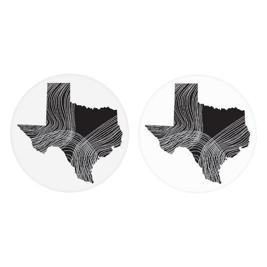 Modern Texas State Shape With Fluid Lines | Absorbent Car Coasters | Set of 2 | Min 4