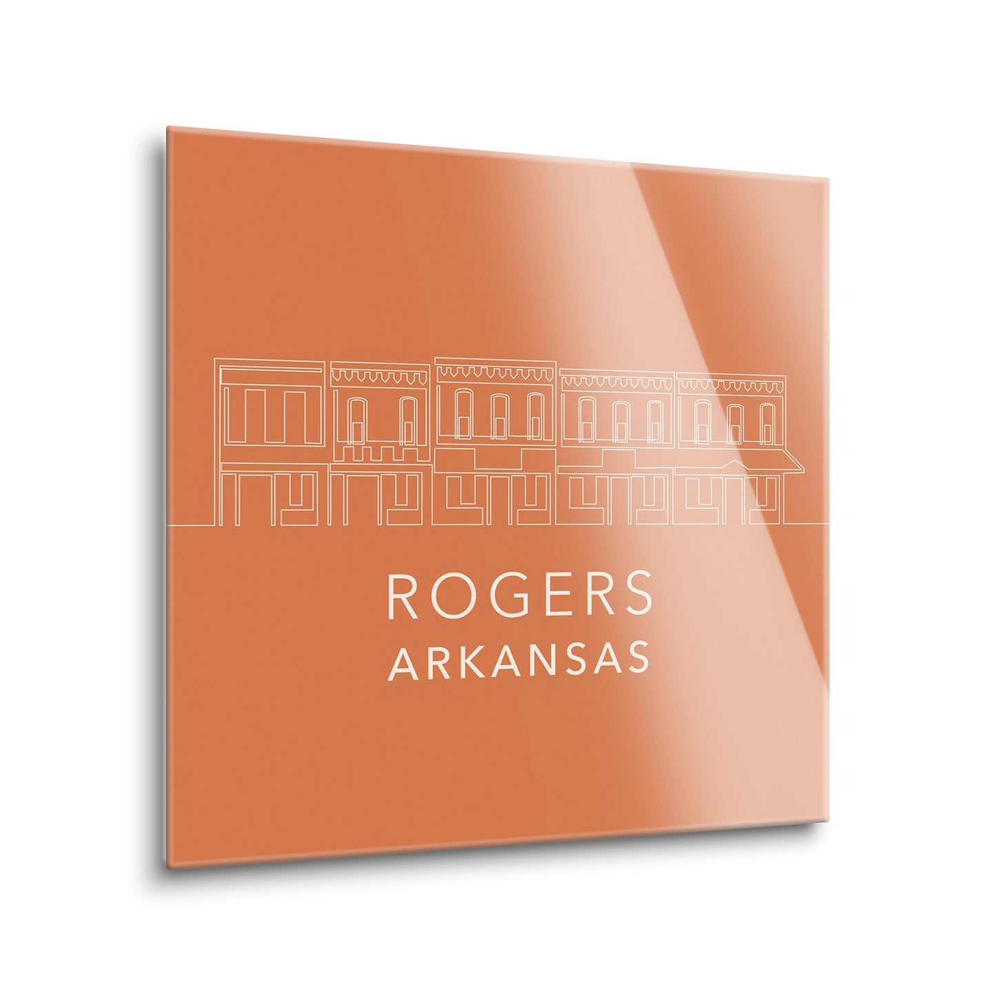 Modern Minimalist Arkansas Rogers Skyline | Hi-Def Glass Art | Eaches | Min 2