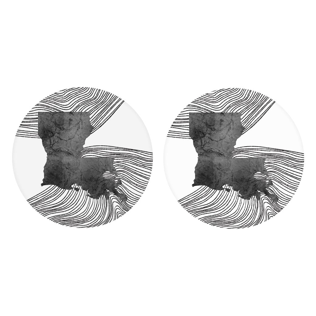 Modern Louisiana State Shape With Fluid Lines| Absorbent Car Coasters | Set of 2 | Min 4