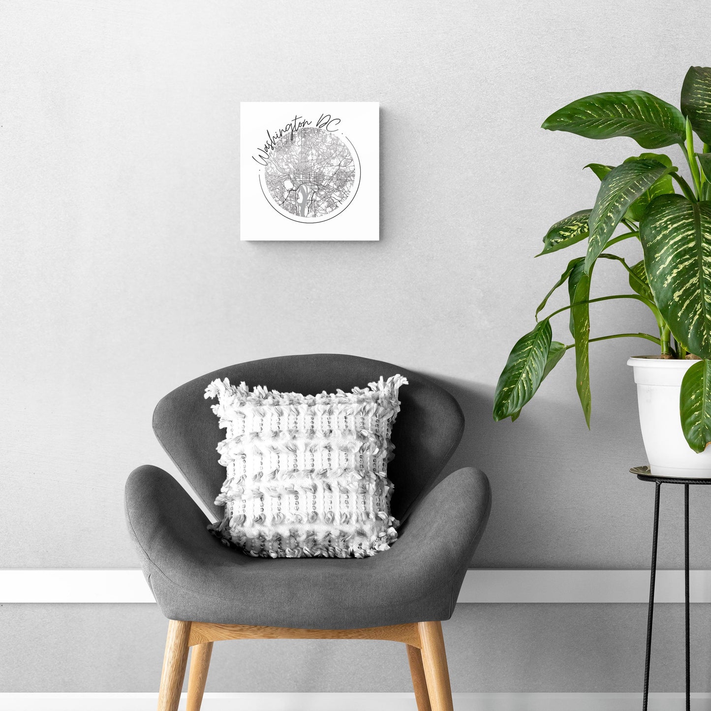 Minimalistic B&W Washington Dc Circle Map | Hi-Def Glass Art | Eaches | Min 1
