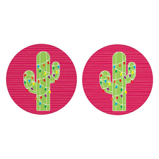 Bright Christmas Cactus | Absorbent Car Coasters | Set of 2 | Min 4
