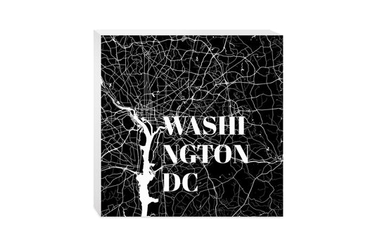 Minimalistic B&W Washington Dc Map | Wood Block | Eaches | Min 2