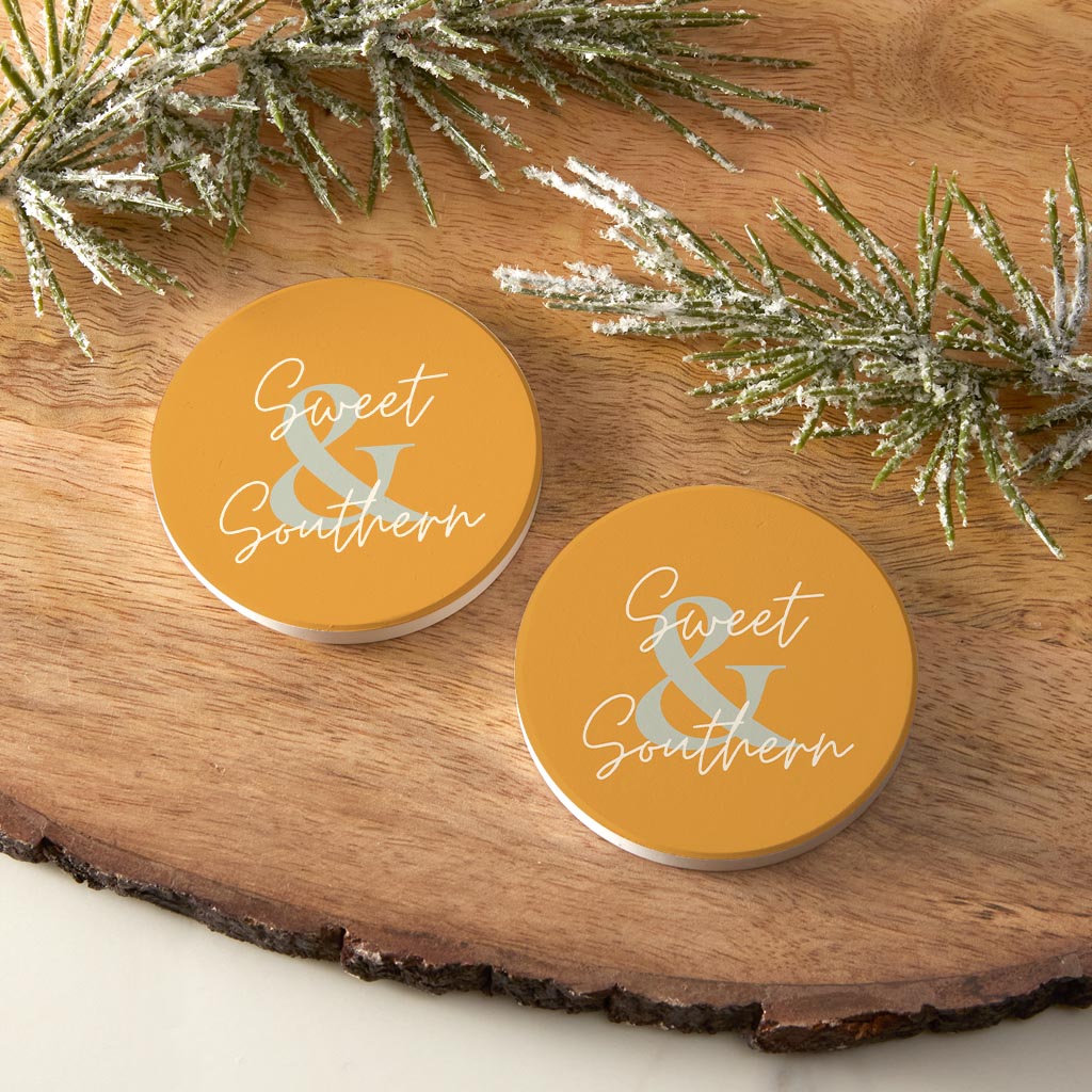 Modern Minimalist Oklahoma Sweet Southern| Absorbent Car Coasters | Set of 2 | Min 4