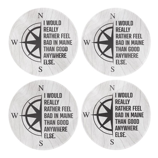 New England Compass Saying | Hi-Def Glass Coasters | Set of 4 | Min 2