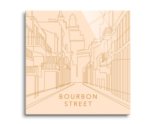 Modern Minimalist Louisiana Bourbon Street Line Drawing | Hi-Def Glass Art | Eaches | Min 2