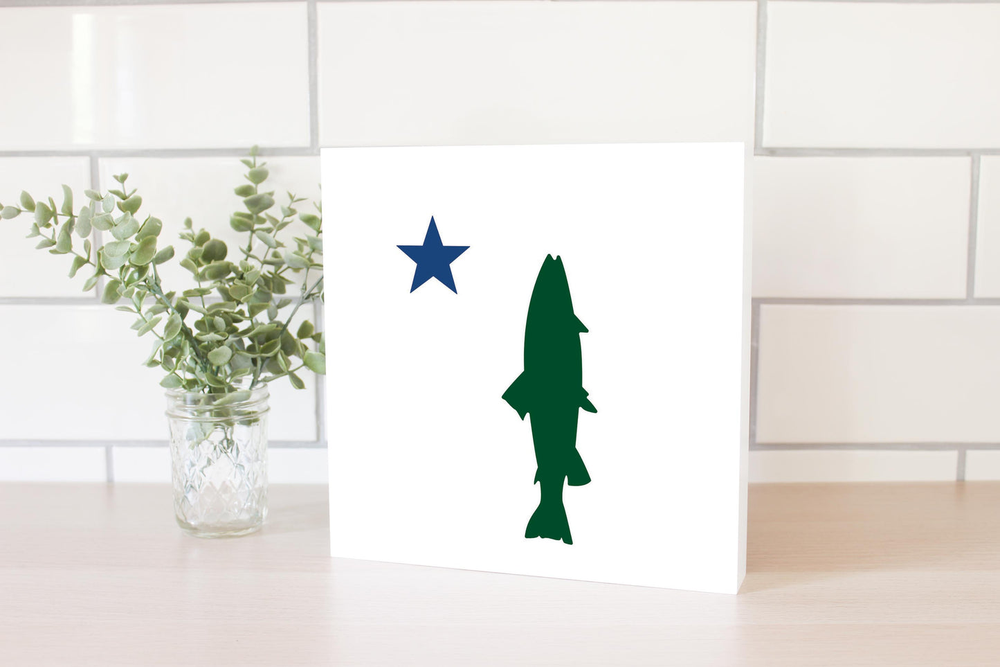 New England Star And Trout | Wood Block | Eaches | Min 2