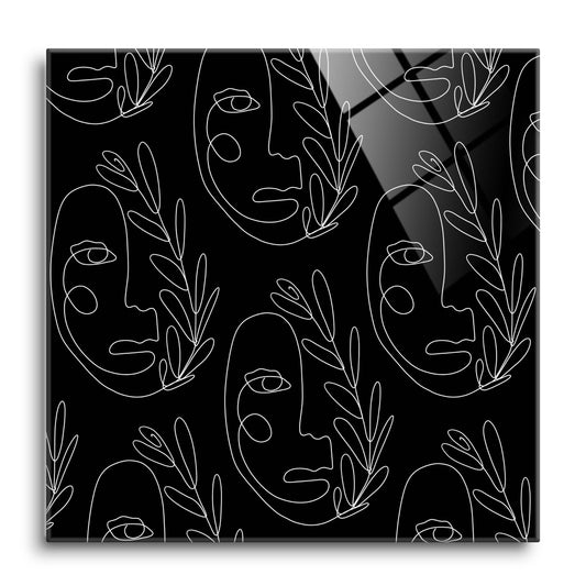 Simple Line Face Pattern| Hi-Def Glass Art | Eaches | Min 1