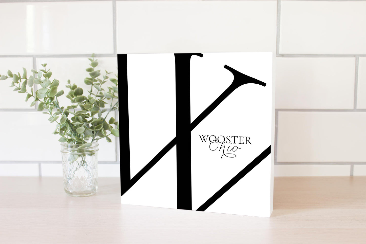 Wooster Oh Minimal Monogram | Wood Block | Eaches | Min 2