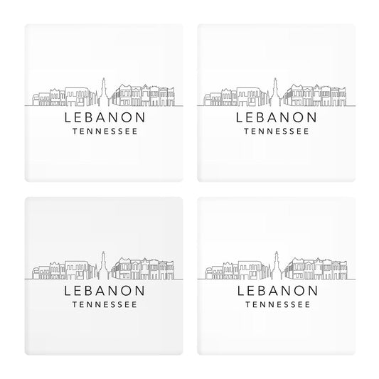 Minimalist B&W Tennessee Lebanon Skyline | Absorbent Coasters | Set of 4 | Min 2