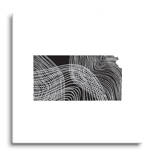 Minimalist B&W Kansas State Shape | Hi-Def Glass Art | Eaches | Min 1