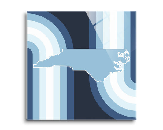 Blue Shades North Carolina State Retro Thick Lines | Hi-Def Glass Art | Eaches | Min 2