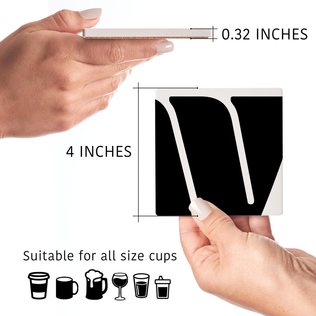 Fun Chunky Monogram W | Absorbent Coasters | Set of 4 | Min 2