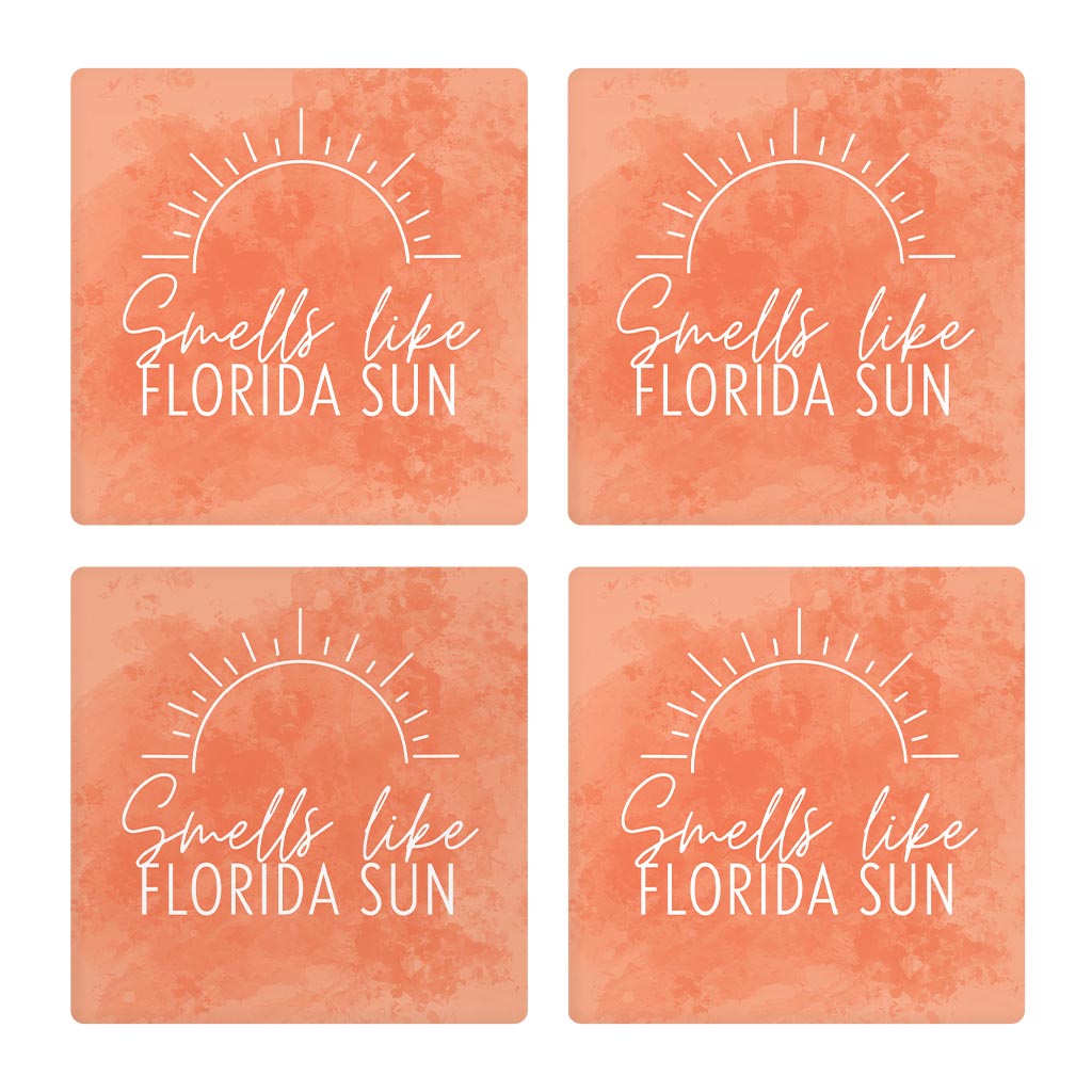 Smells Like Florida Sun Pink| Absorbent Coasters | Set of 4 | Min 2