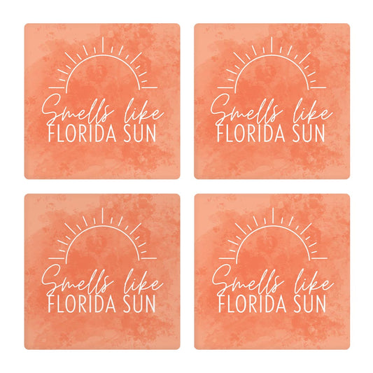 Smells Like Florida Sun Pink| Absorbent Coasters | Set of 4 | Min 2