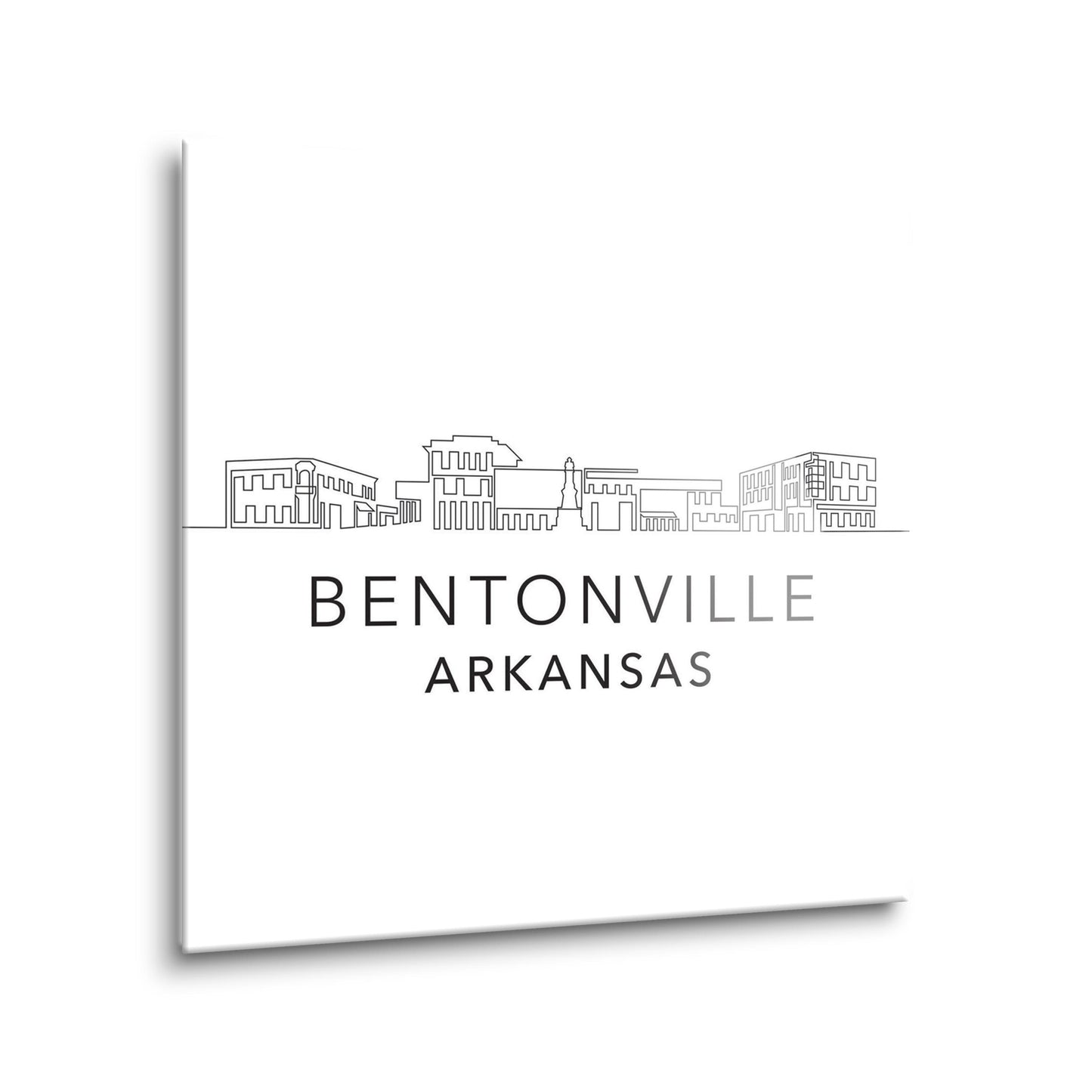 Minimalist B&W Arkansas Bentonville Skyline | Hi-Def Glass Art | Eaches | Min 2