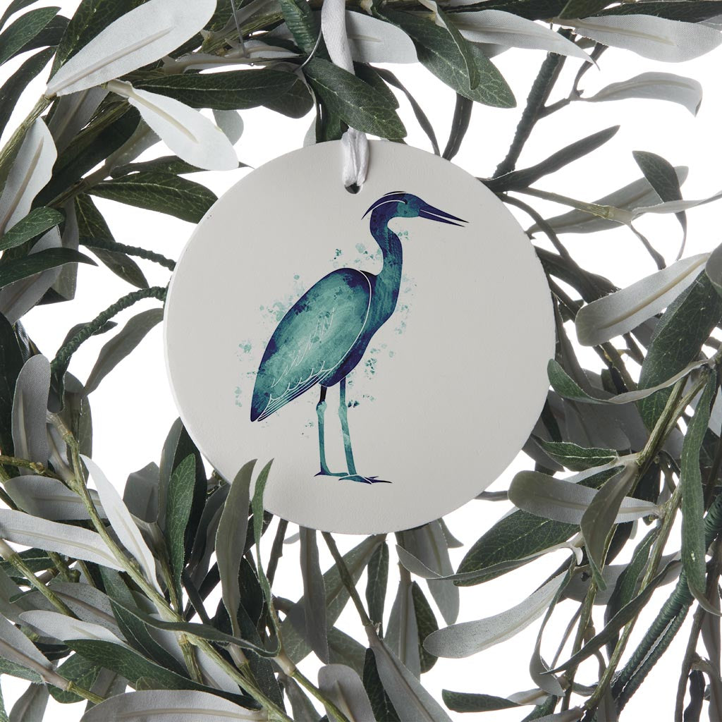 East Coast Water Color Heron | Wood Ornament | Eaches | Min 6