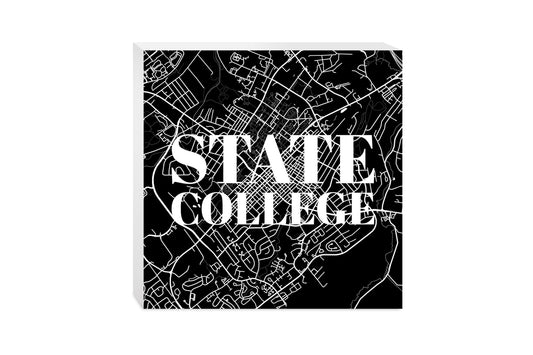 Minimalistic B&W Pennsylvania State College Map | Wood Block | Eaches | Min 2