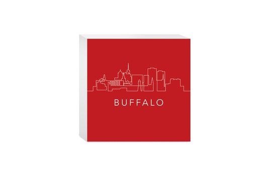 Red White And Blue New York Buffalo Skyline | Wood Block | Eaches | Min 4