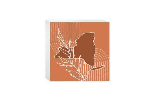 Modern Minimalist New York Shape And Leaf | Wood Block | Eaches | Min 4