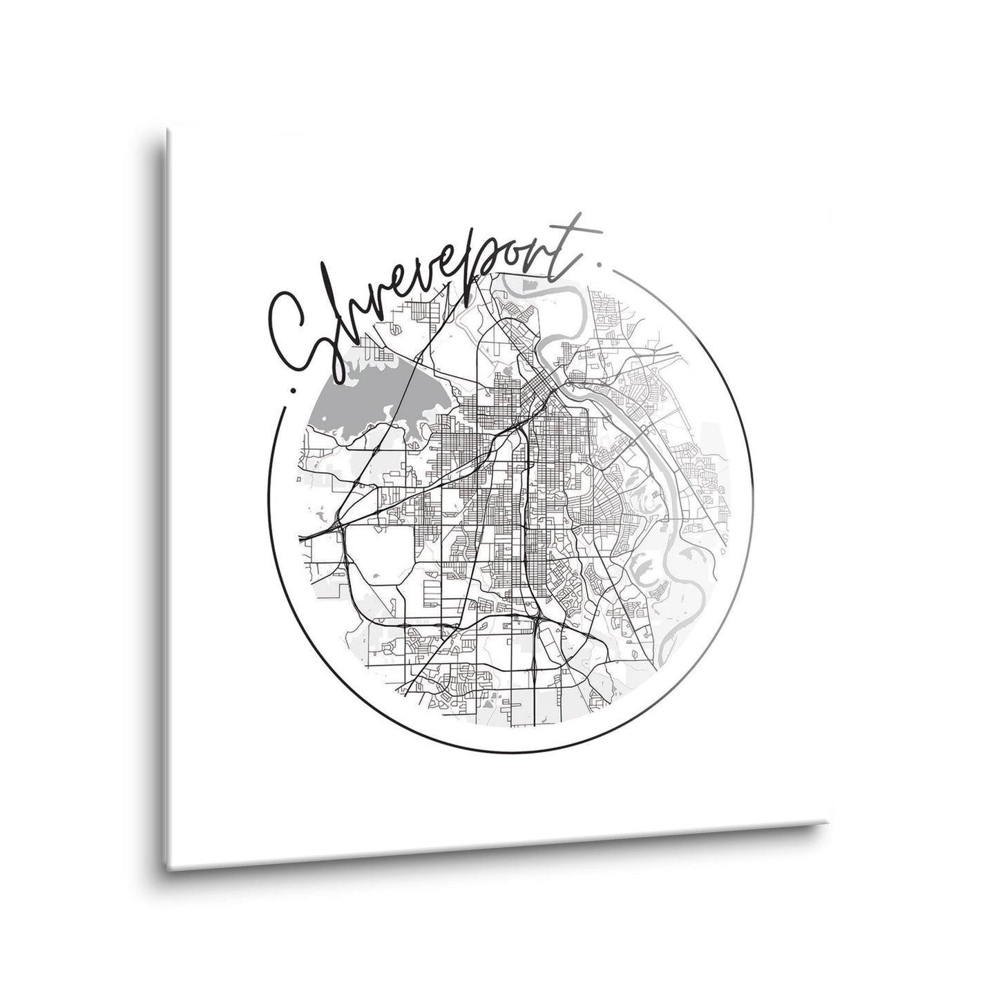 Modern Louisiana Shreveport Circle Map | Hi-Def Glass Art | Eaches | Min 2