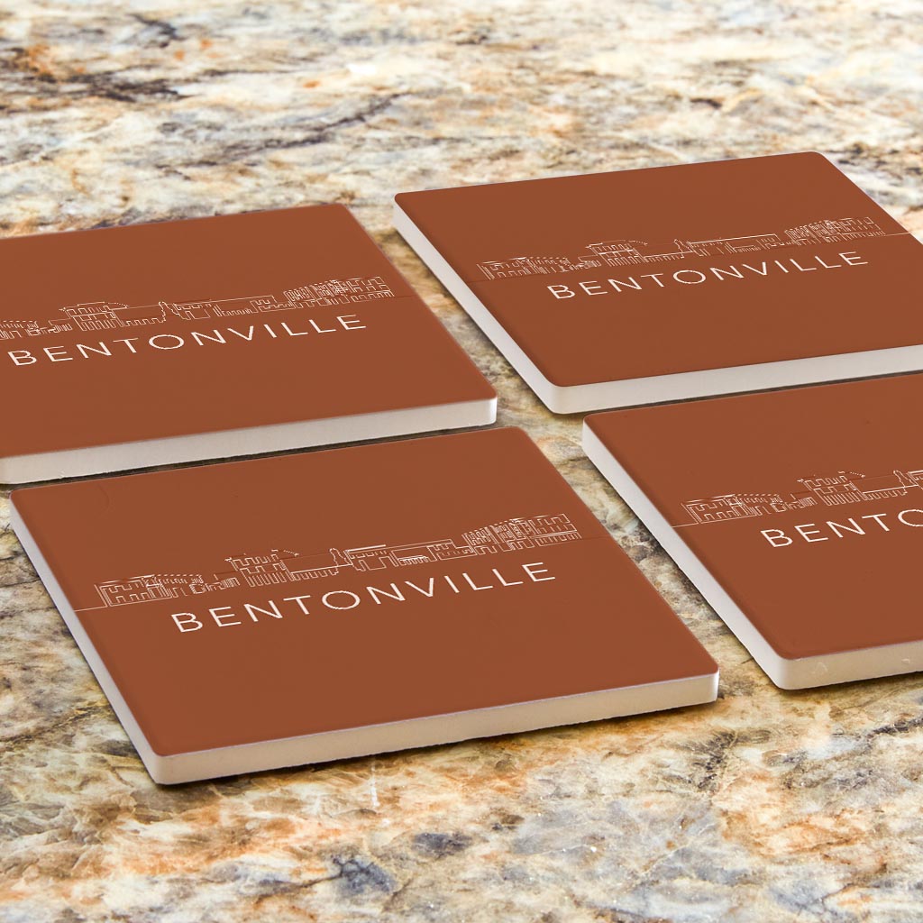 Modern Minimalist Arkansas Bentonville Skyline | Absorbent Coasters | Set of 4 | Min 2