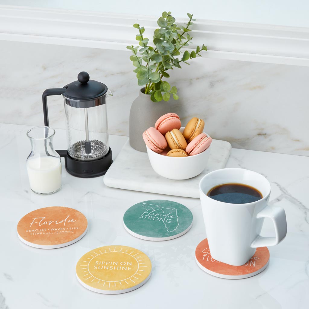 Florida Water Color Sayings | Absorbent Coasters | Set of 4 | Min 2