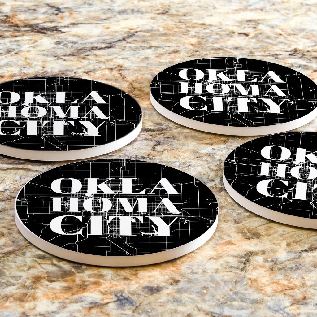 Modern Oklahoma City Map | Absorbent Coasters | Set of 4 | Min 2