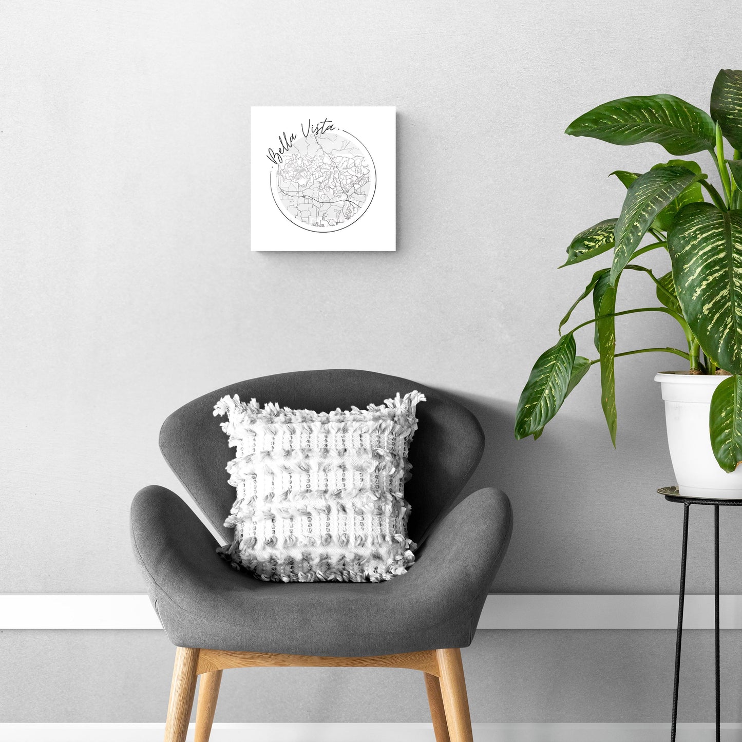 Minimalist B&W Arkansas Bella Vista Circle Map | Hi-Def Glass Art | Eaches | Min 1