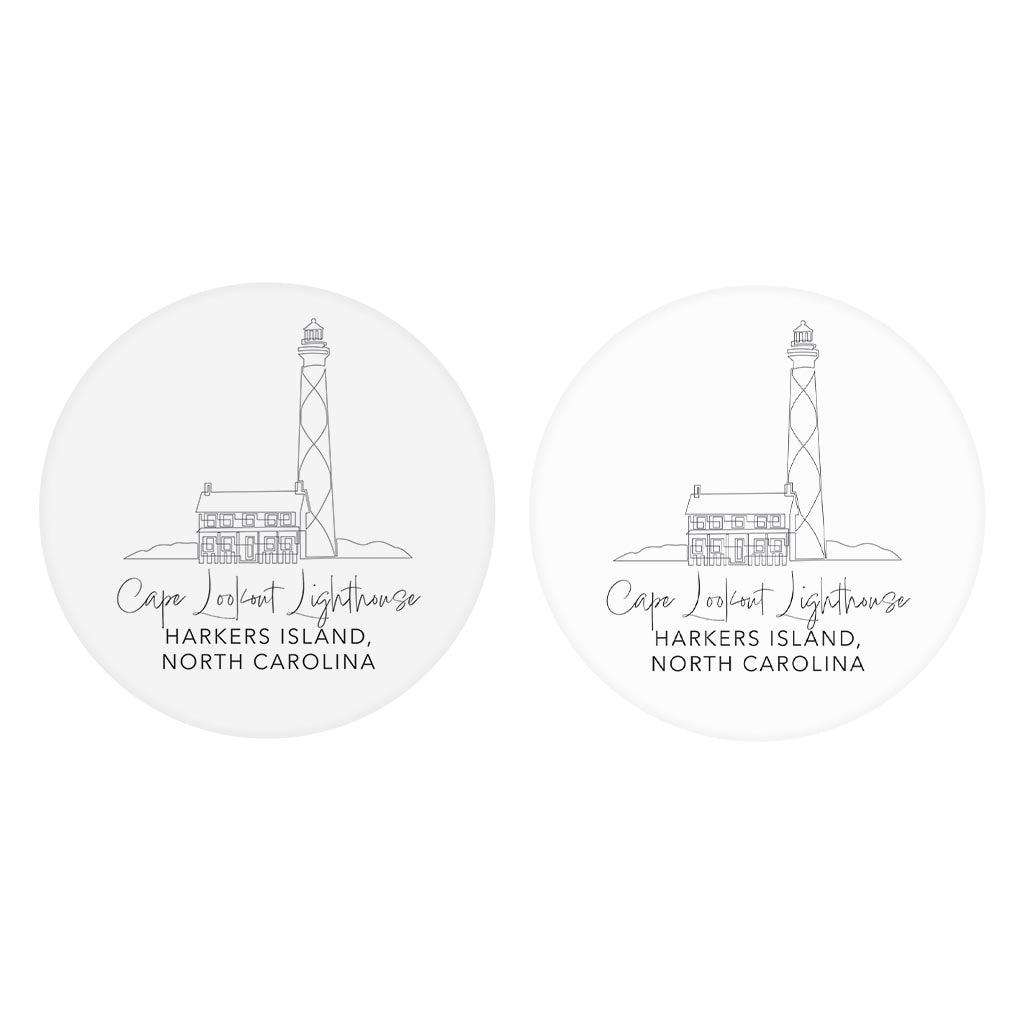 Cape Lookout Lighthouse | Absorbent Car Coasters | Set of 2 | Min 4