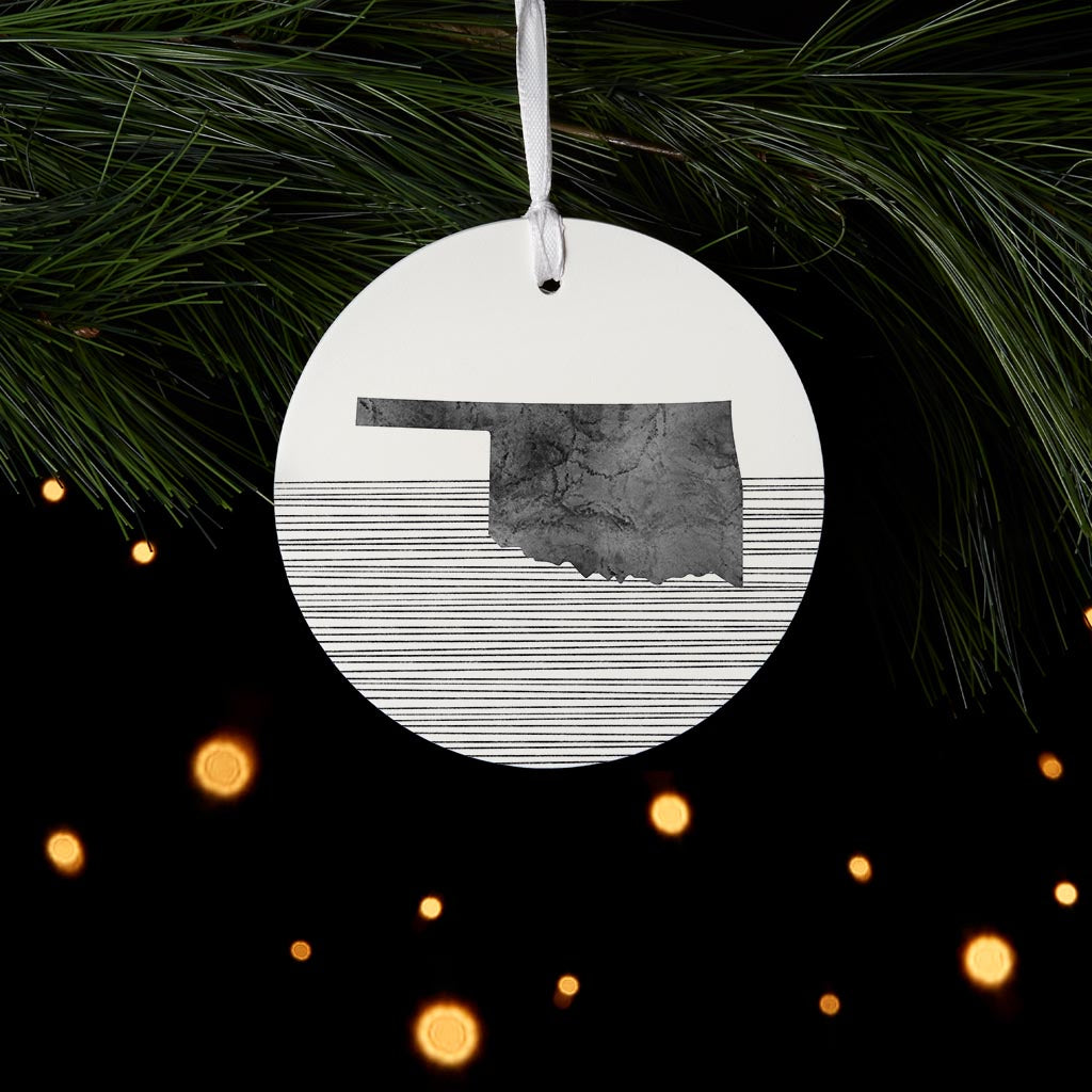 Modern Oklahoma State Shape With Straight Lines| Wood Ornament | Eaches | Min 6