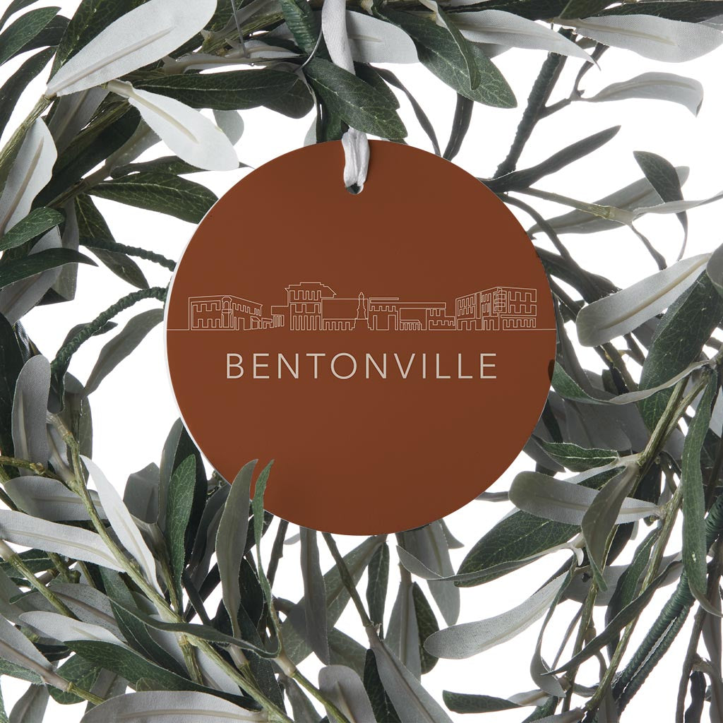 Modern Minimalist Arkansas Bentonville Skyline | Wood Ornament | Eaches | Min 6