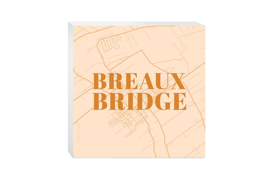 Modern Minimalist Louisiana Breaux Bridge Map | Wood Block | Eaches | Min 2