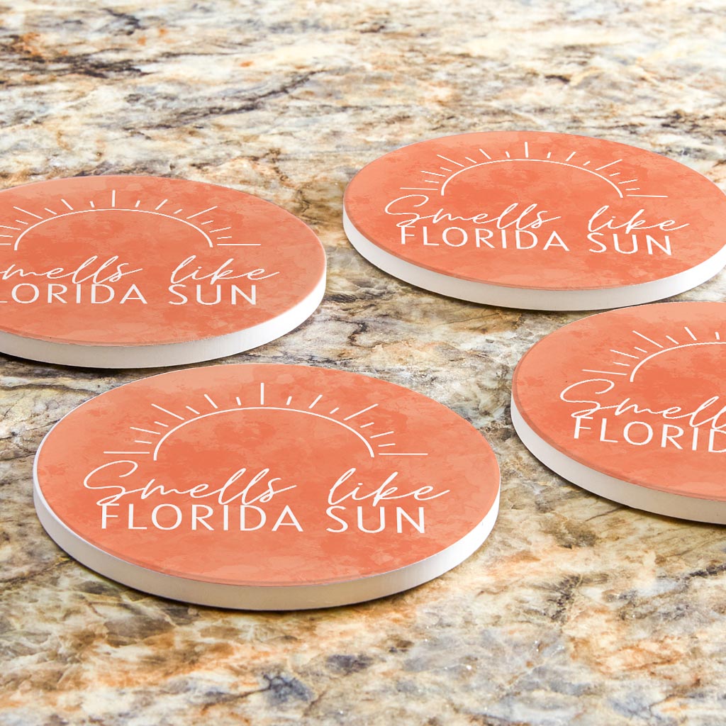 Smells Like Florida Sun Pink | Absorbent Coasters | Set of 4 | Min 2