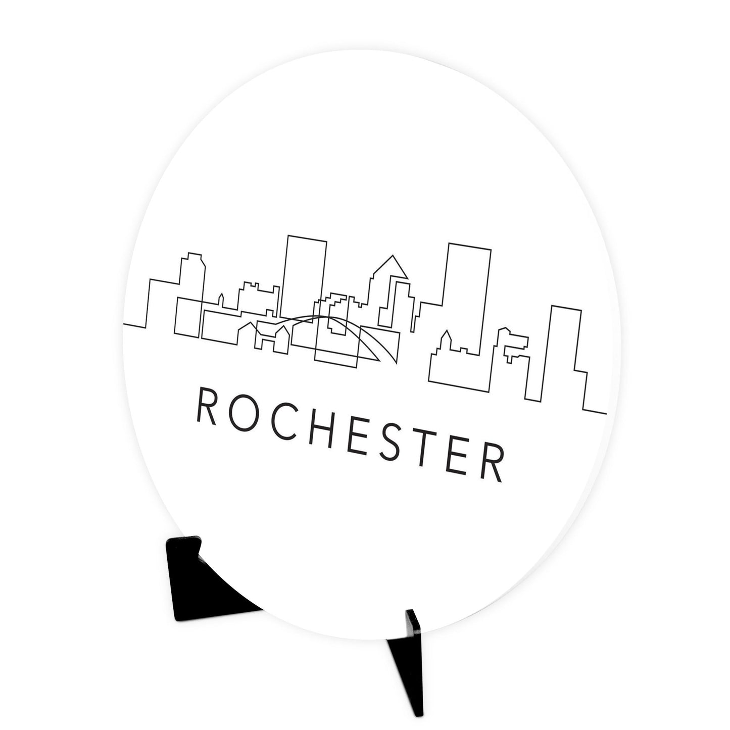 Minimalistic B&W New York Rochester Skyline | Wood Sign | Eaches | Min 1