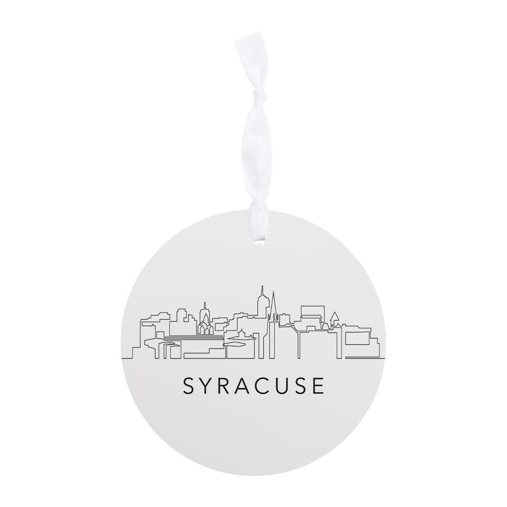 Minimalistic B&W New York Syracuse Skyline | Wood Ornament | Eaches | Min 6