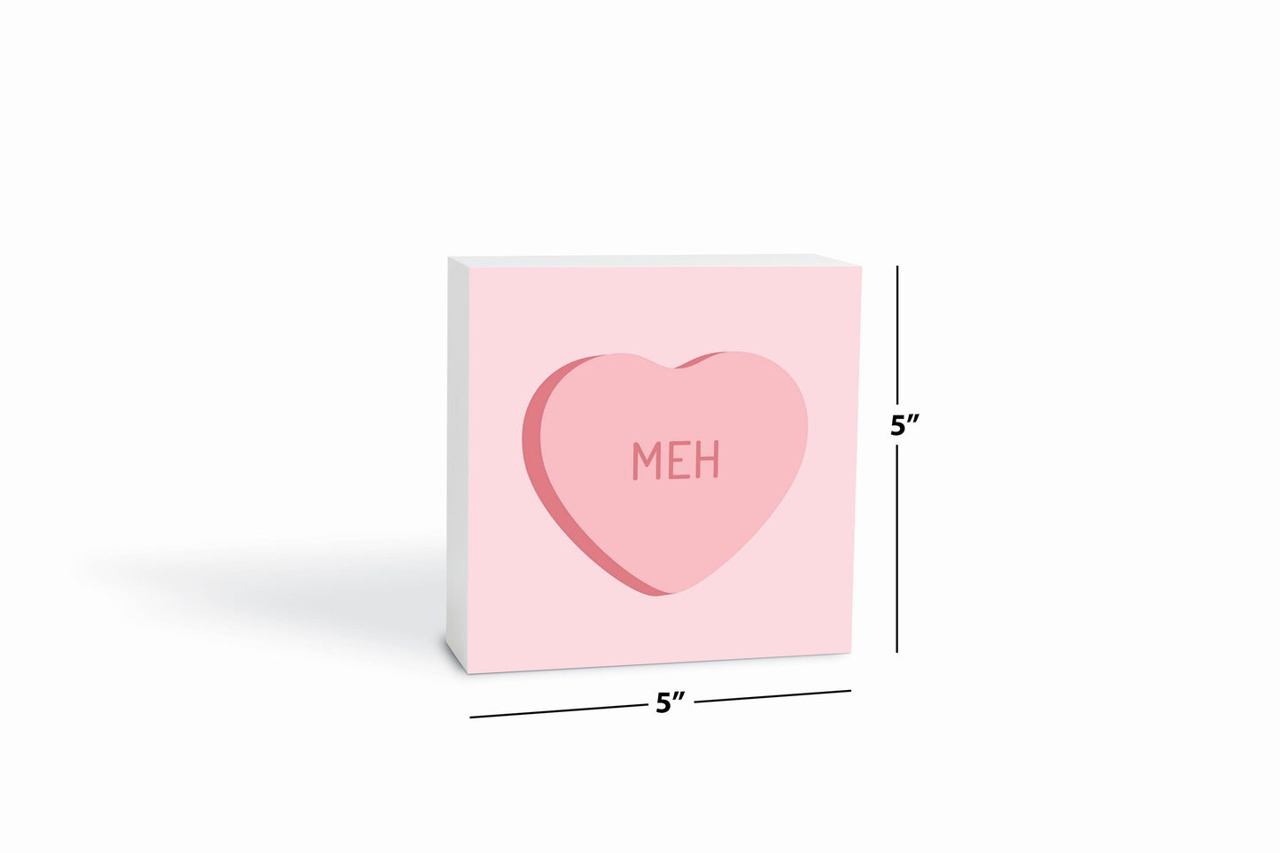 Funny Message Hearts Meh | Wood Block | Eaches | Min 4