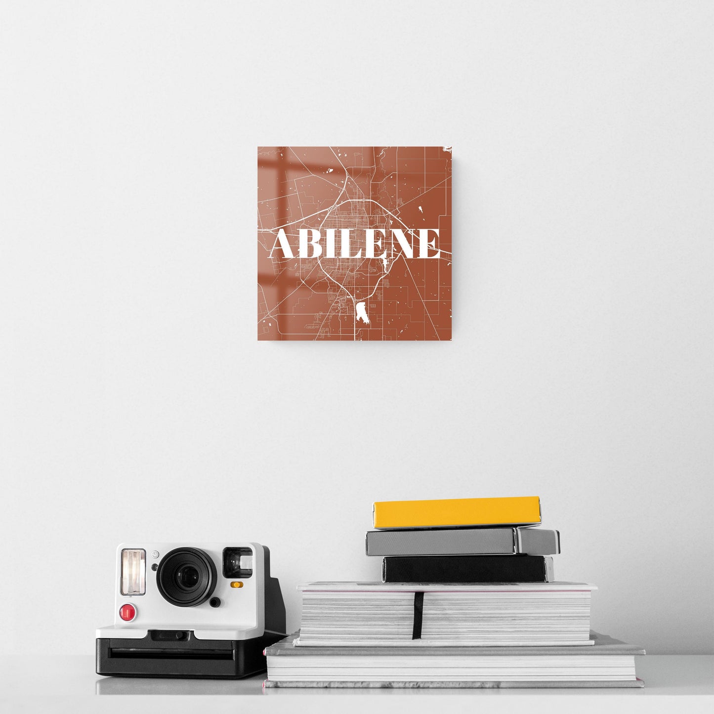 Modern Minimalist Texas Abilene Map | Hi-Def Glass Art | Eaches | Min 2