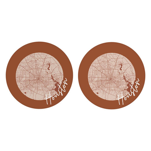 Modern Minimalist Houston Texas Map | Absorbent Car Coasters | Set of 2 | Min 4