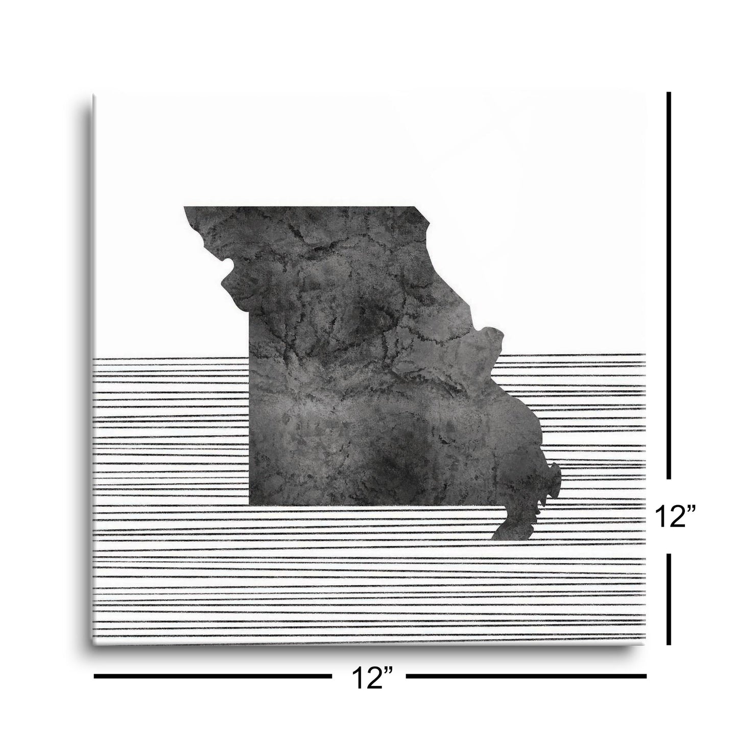 Minimalist B&W Missouri State With Straight Lines | Hi-Def Glass Art | Eaches | Min 1