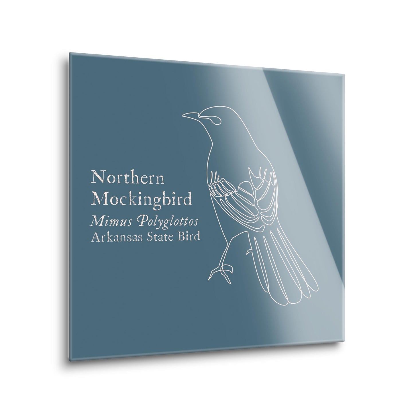 Modern Minimalist Arkansas Mockingbird | Hi-Def Glass Art | Eaches | Min 2