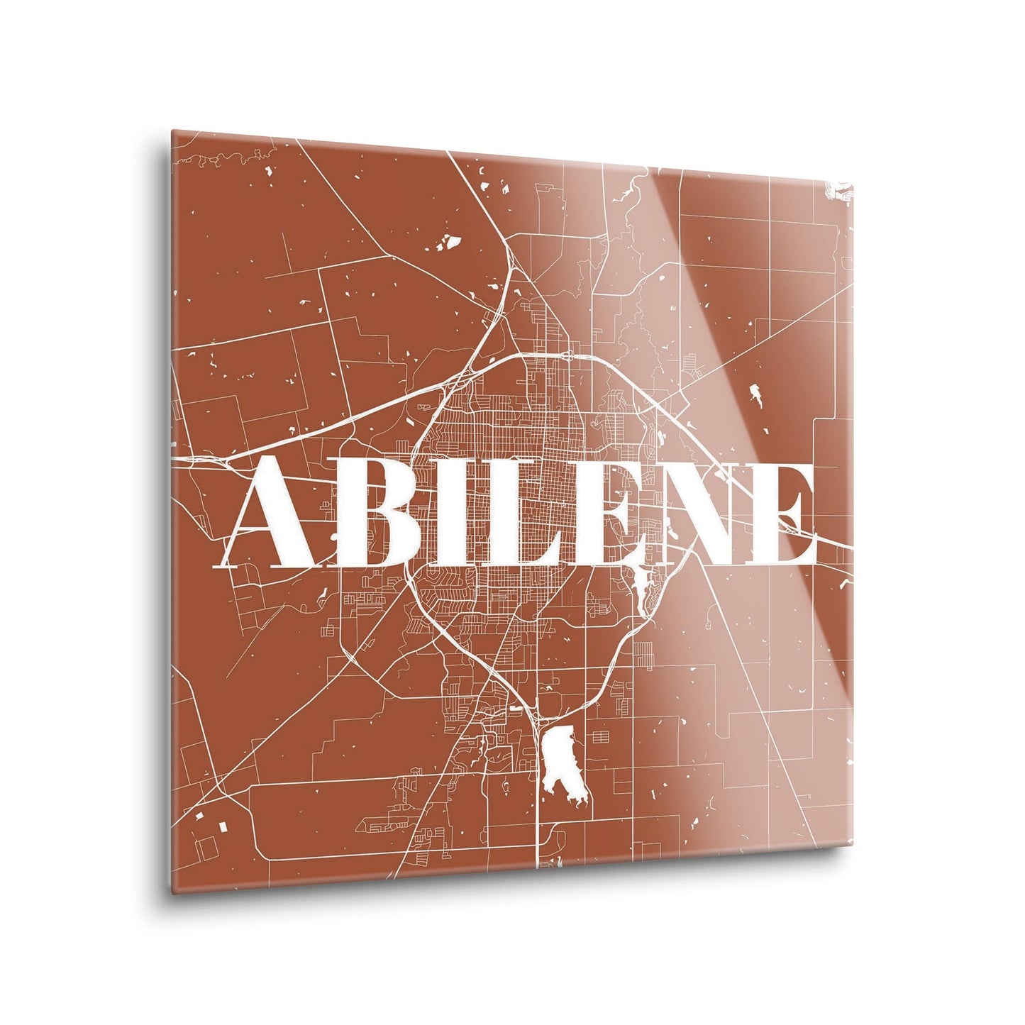 Modern Minimalist Texas Abilene Map| Hi-Def Glass Art | Eaches | Min 1