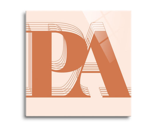 Modern Minimalist Pennsylvania Pa Initials Dark | Hi-Def Glass Art | Eaches | Min 2
