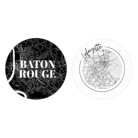 Modern Black White Louisiana Set | Absorbent Car Coasters | Set of 2 | Min 4