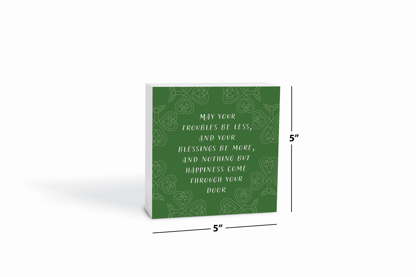 Dark Green Shamrock Irish Blessings Poem | Wood Block | Eaches | Min 4