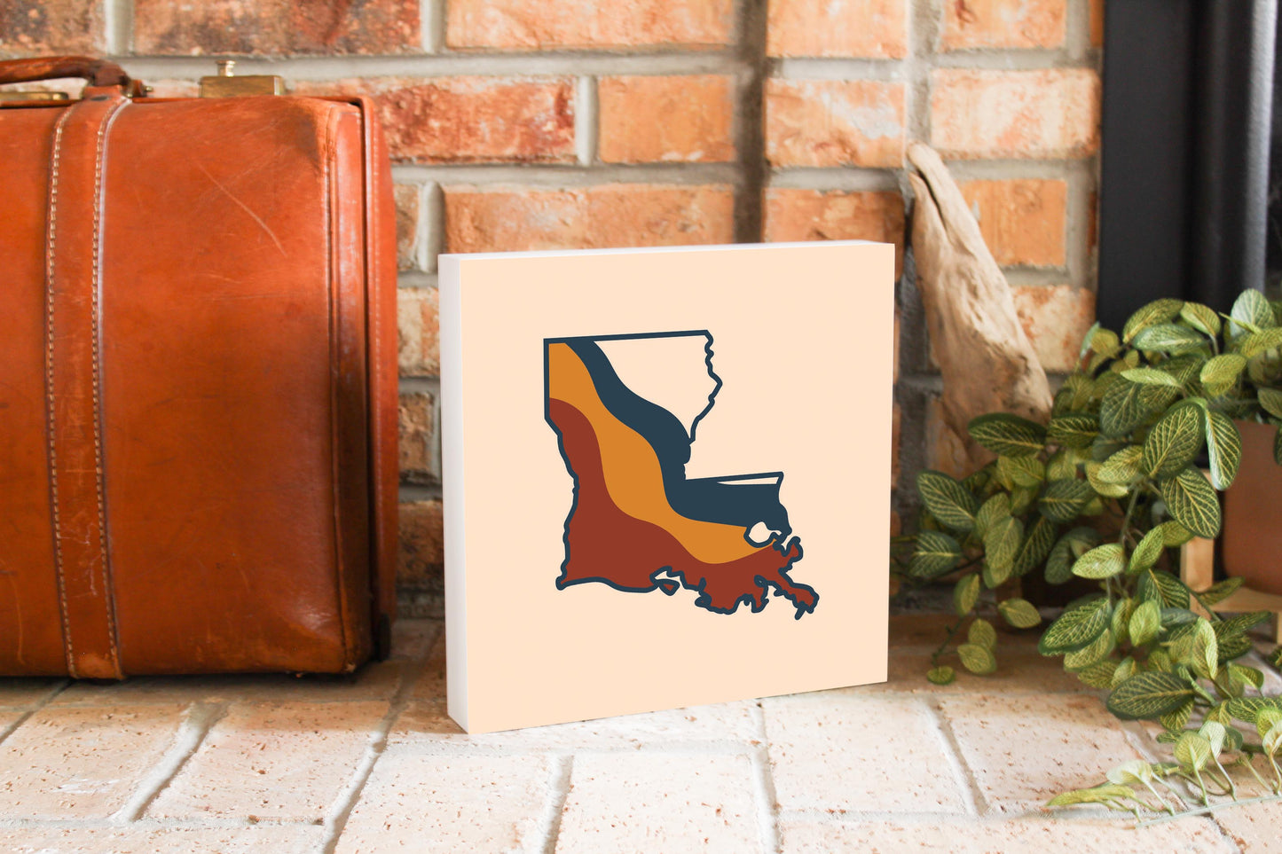 Modern Minimalist Louisiana Retro State Shape | Wood Block | Eaches | Min 2