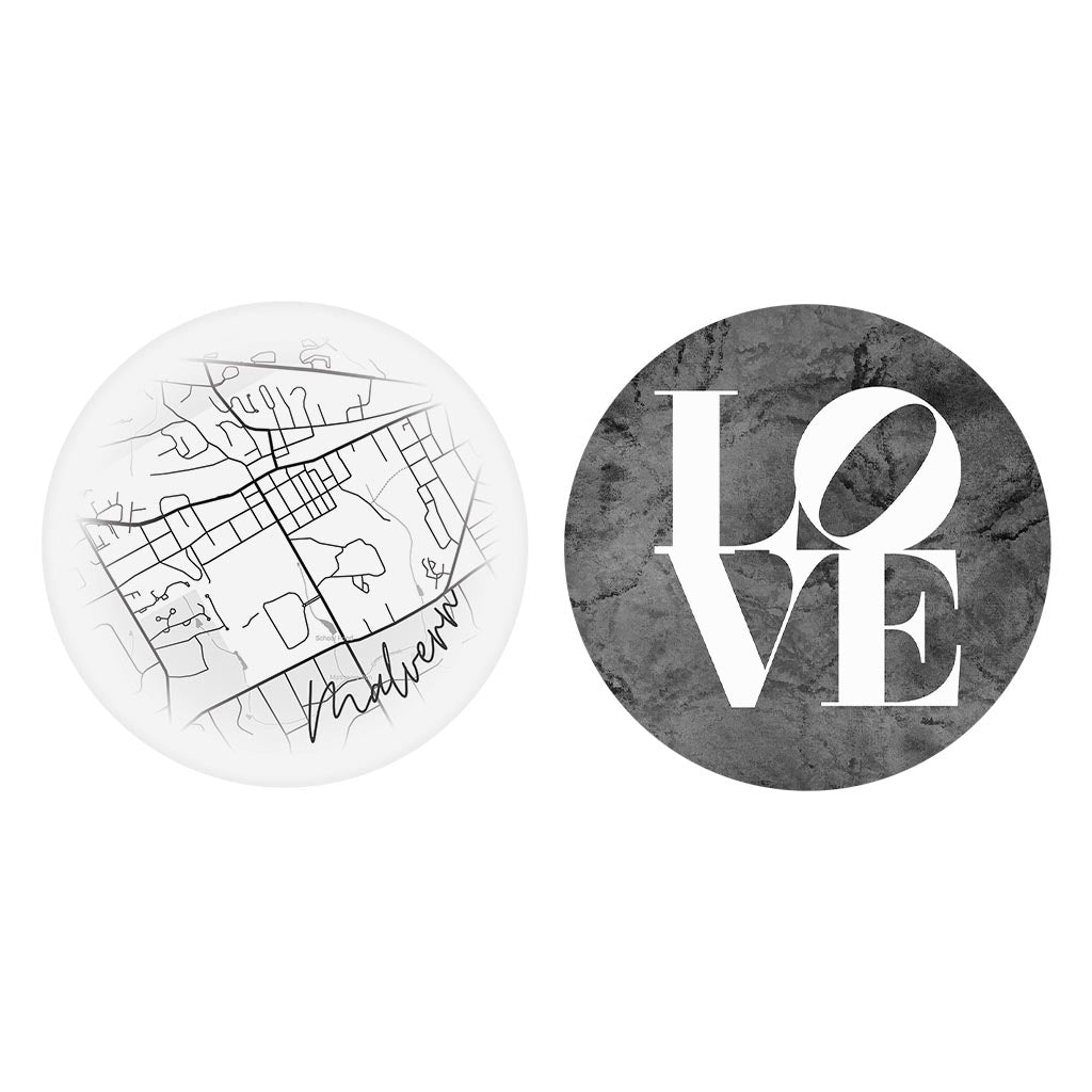 Minimalistic B&W Pennsylvania Malvern Circle Love| Absorbent Car Coasters | Set of 2 | Min 4